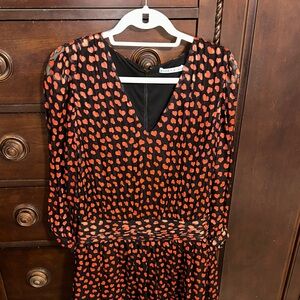 Alice + Olivia Black Long Sleeve Dress with Red Heart Print